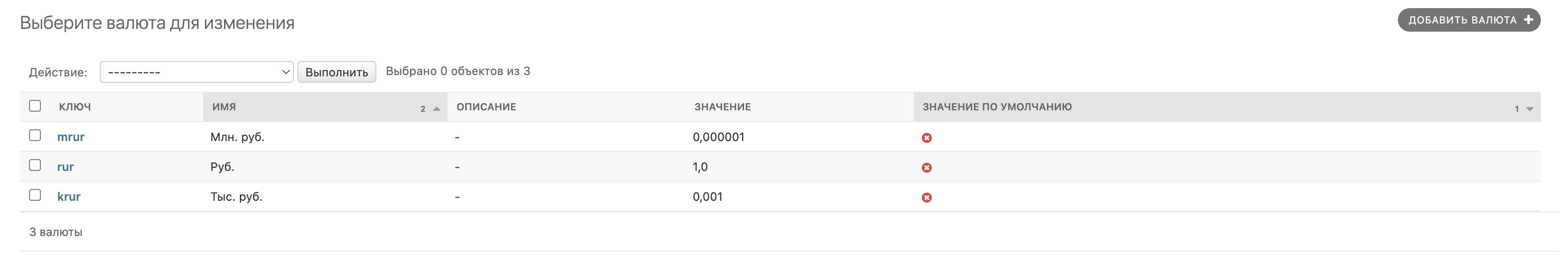 Пример использования валют